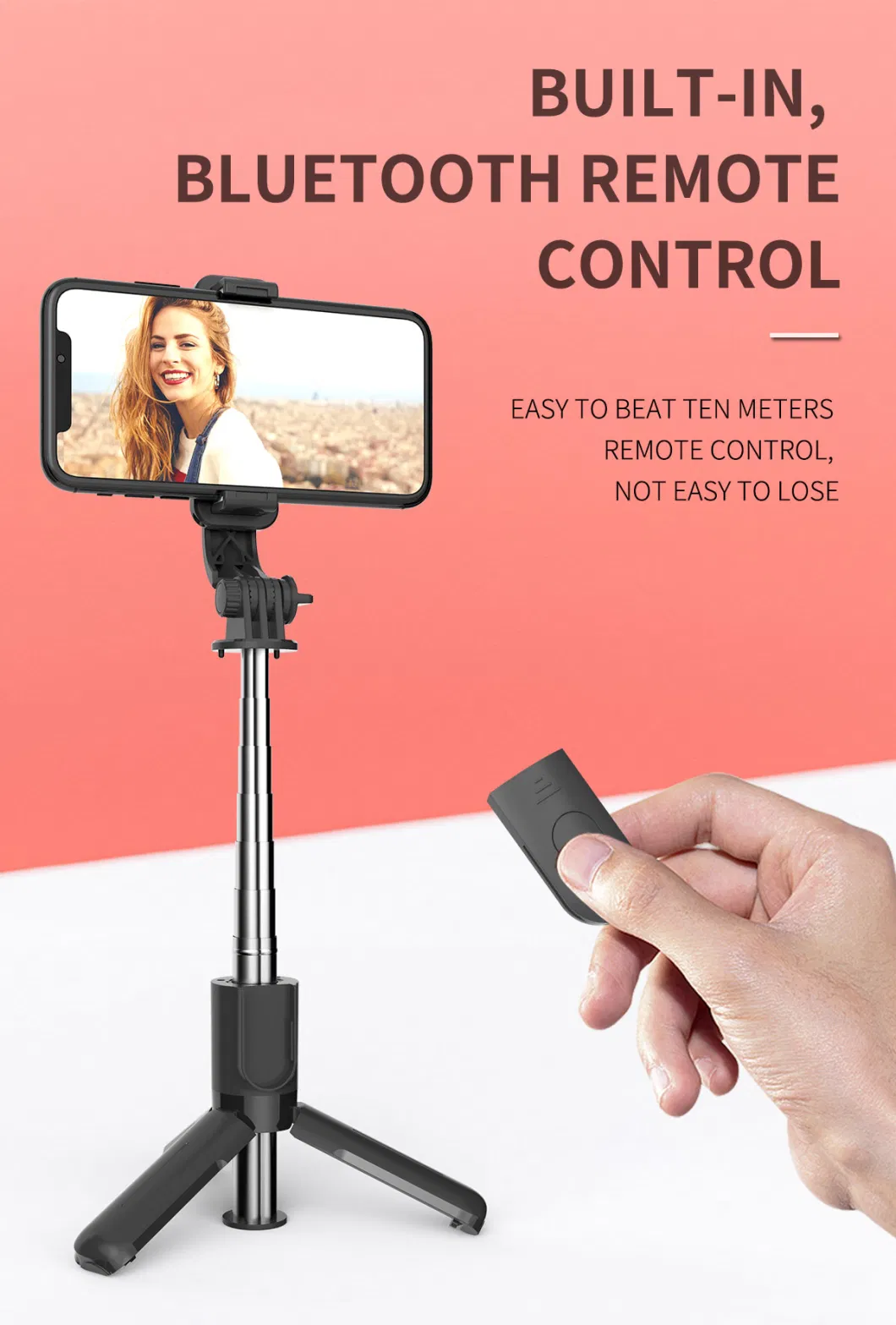 Folding Vlog Live Broadcast Tripod Stand Long Arm 360 Degree Rotation Video Selfie Stick Phone Camera Shooting Holder Bluetooth Aluminium Mobile Phone Holder