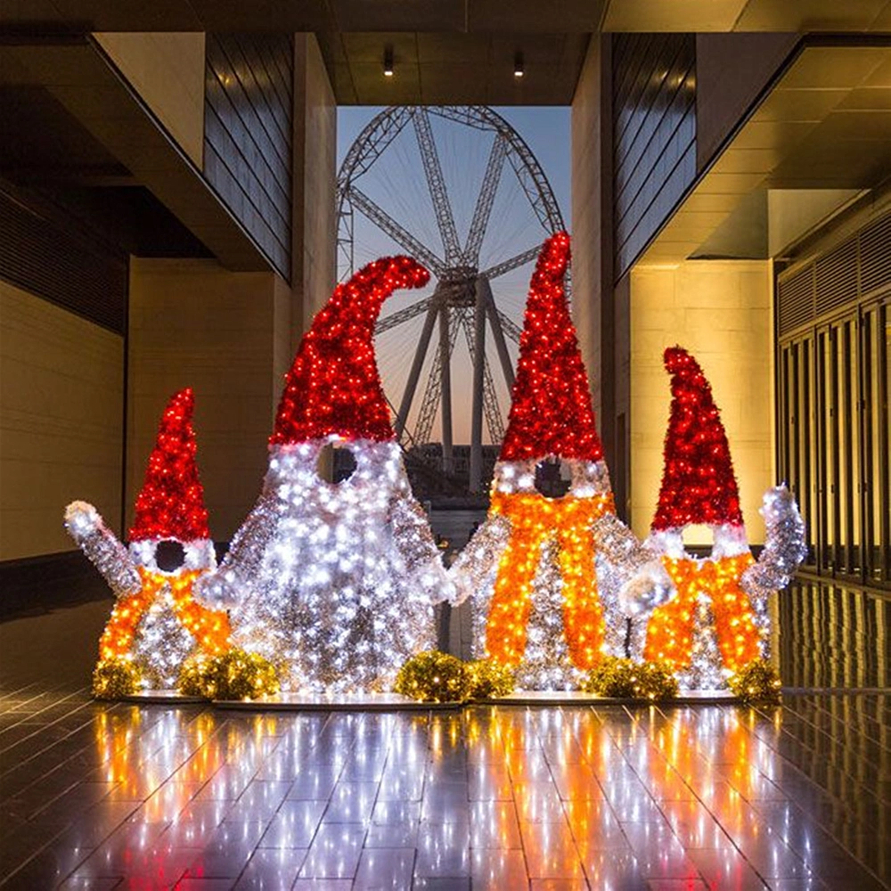 Outdoor Lighting Shopping Mall Business Center Santa Clause Christmas Decoration 2D Selfie LED Motif Lights
