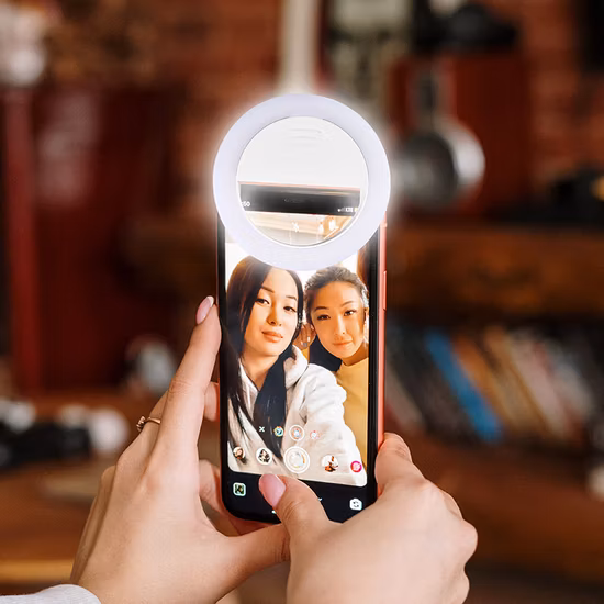 Brightenlux 360 Video Smart Phone Selfie Light Female, USB Rechargeable Circle Small Mini Make up Selfie LED Beauty Ring Light