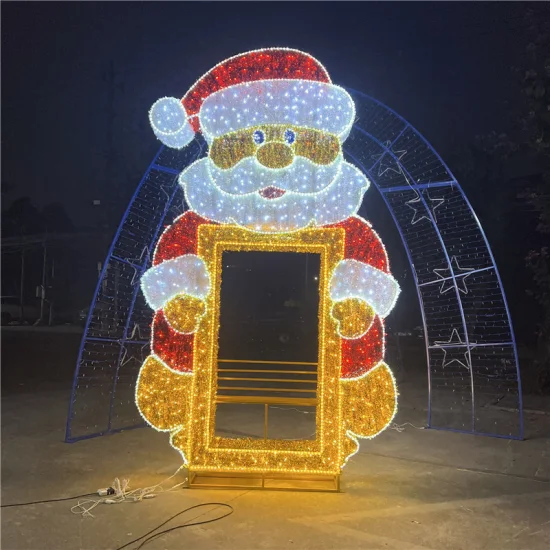 Outdoor Lighting Shopping Mall Business Center Santa Clause Christmas Decoration 2D Selfie LED Motif Lights